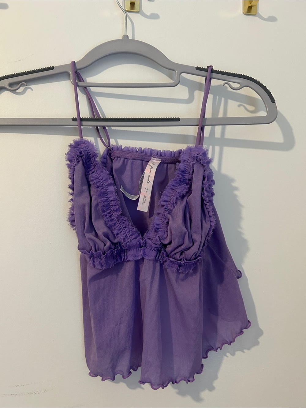 Urban Outfitters Lavender Ruffle-Trim Spaghetti Strap Tank